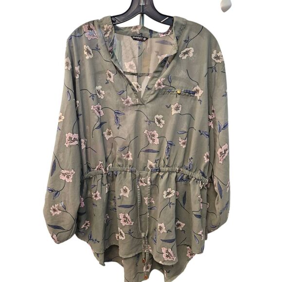 indulge Tops - Indulge Floral Babydoll Sheer Blouse Womens Plus Size 3X